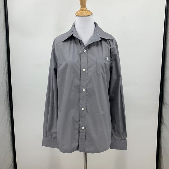 Inmur Button Up Shirt Womens XL Extra Large Gray Career Long Sleeve Collar Top - Picture 2 of 11